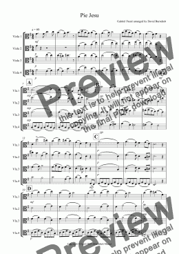 page one of Pie Jesu (from Requiem) for Viola Quartet