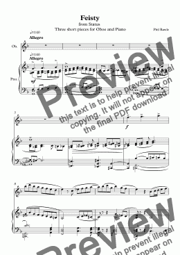 page one of Status - Three short pieces for Oboe and Piano