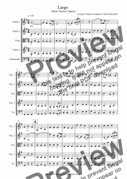 page one of Largo (Handel) for String Quartet