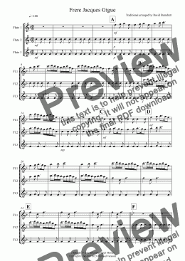 page one of Frere Jacques Gigue for Flute Trio