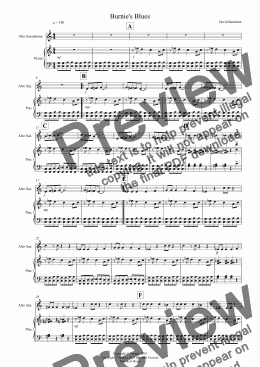 page one of Burnie's Blues for Alto Saxophone and Piano