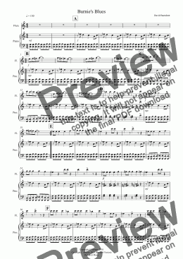 page one of Burnie's Blues for Flute and Piano