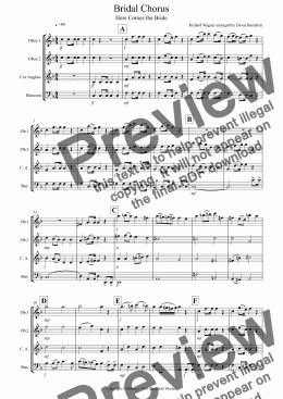 page one of Bridal Chorus "Here Comes The Bride" for Double Reed Quartet