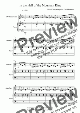 page one of In the Hall of the Mountain King for Alto Saxophone and Piano