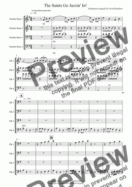 page one of The Saints Go Jazzin' In! for Double Bass Quartet