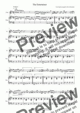 page one of The Entertainer for Flute and Piano