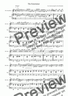page one of The Entertainer for Alto Saxophone and Piano