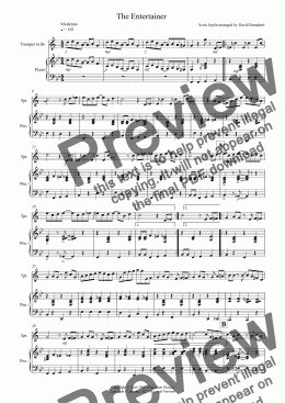 page one of The Entertainer for Trumpet and Piano