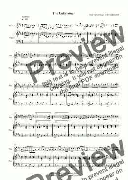 page one of The Entertainer for Violin and Piano