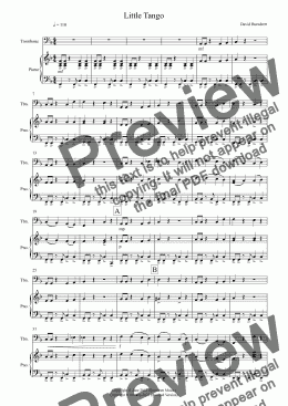 page one of Little Tango for Easy Trombone and Piano