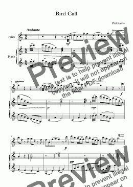 page one of Bird Call - Flute and Piano