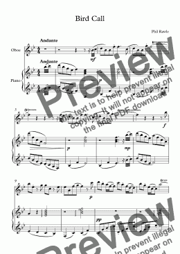 page one of Bird Call - Oboe and Piano