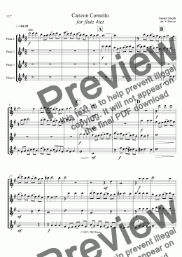page one of Canzon Cornetto - Flute QUARTET