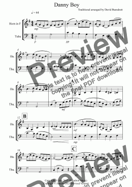 page one of Danny Boy for French Horn and Tuba Duet