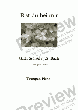 page one of Bist du bei mir - Trumpet, Piano
