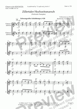 page one of Zillertaler Hochzeitsmarsch (02/GD/Score & Parts)
