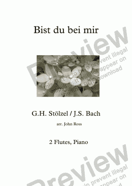 page one of Bist du bei mir - 2 Flutes, Piano