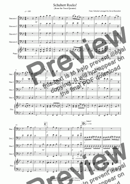 page one of Schubert Rocks! for Bassoon Quartet