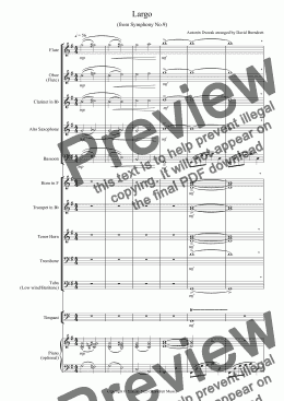 page one of Largo (from the 'New World Symphony') School Wind Band