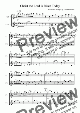 page one of Christ the Lord is Risen Today for Flute Duet