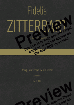 page one of Zitterbart - String Quartet No.14 in E minor