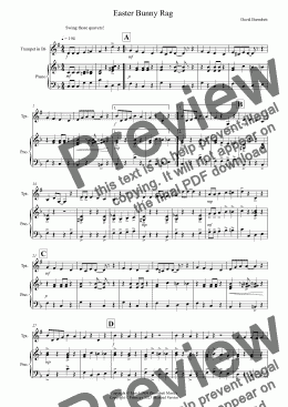 page one of Easter Bunny Rag for Trumpet and Piano