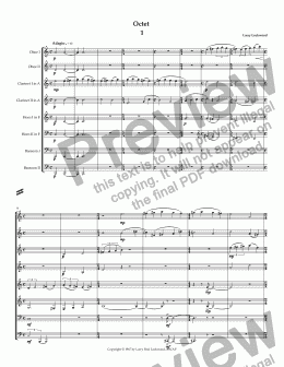 page one of Octet for 2 oboes,2 clarinets,2 horns & 2 bassoons