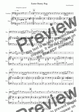 page one of Easter Bunny Rag for Trombone and Piano