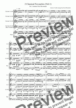 page one of 2 Classical Favourites for Clarinet Quartet (volume one)