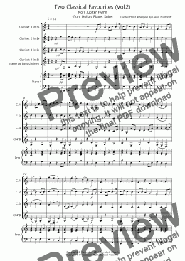 page one of 2 Classical Favourites for Clarinet Quartet (volume two)