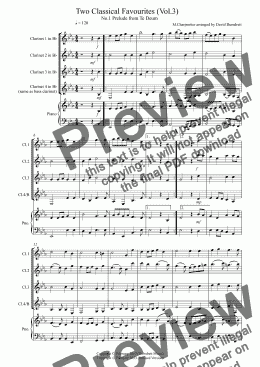 page one of 2 Classical Favourites for Clarinet Quartet (volume three)