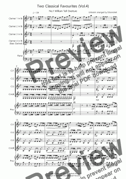 page one of 2 Classical Favourites for Clarinet Quartet (volume four)