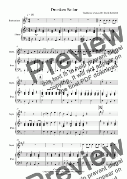 page one of Drunken Sailor for Euphonium and Piano
