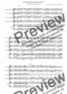 page one of 2 Classical Favourites for Saxophone Quartet (volume one)