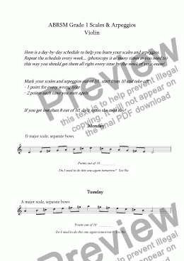 page one of Violin - Grade 1 Scale Plan