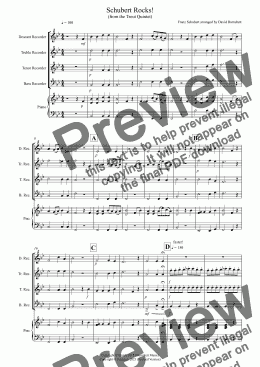 page one of Schubert Rocks! for Recorder Quartet