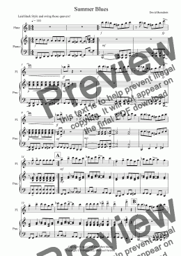 page one of Summer Blues for Flute and Piano