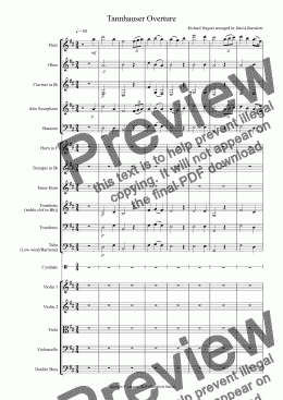 page one of Tannhauser Overture for School Orchestra