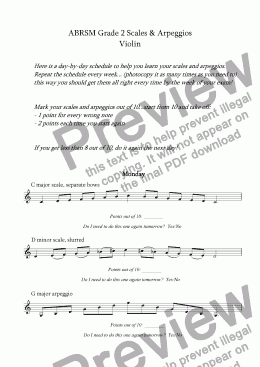page one of Violin - Grade 2 Scale Plan