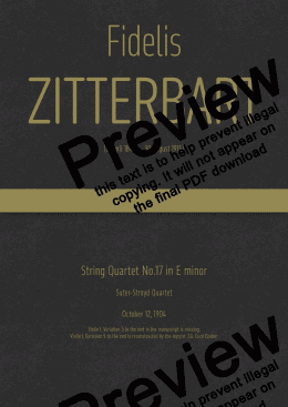 page one of Zitterbart - String Quartet No.17 in E minor