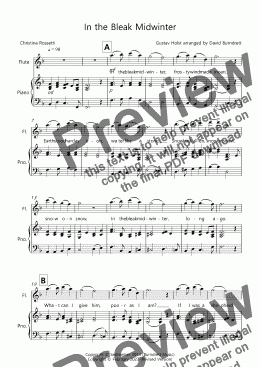 page one of In the Bleak Midwinter for Flute and Piano