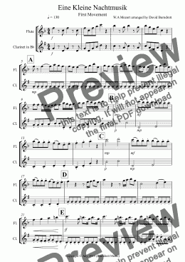 page one of Eine Kleine Nachtmusik (1st movement) for Flute and Clarinet Duet