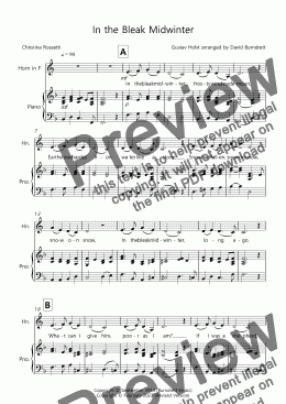 page one of In the Bleak Midwinter for French Horn and Piano