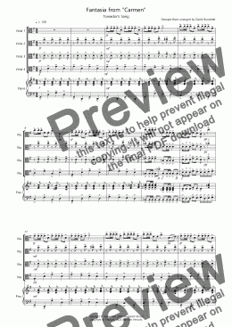 page one of Toreador's Song (Fantasia) for Viola Quartet