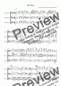 page one of Pie Jesu (from Requiem) for Trombone Trio