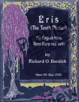page one of Eris (The Tenth Planet) for English horn, horn, harp and 'cello