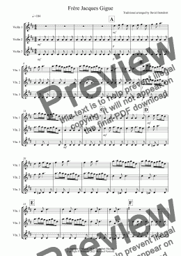 page one of Frère Jacques Gigue for Violin Trio