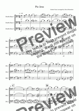 page one of Pie Jesu (from Requiem) for Double Bass Trio
