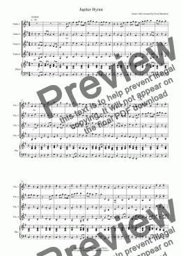 page one of Jupiter Hymn for Violin Quartet (version two)