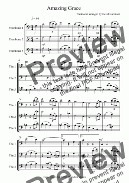 page one of Amazing Grace for Trombone Trio